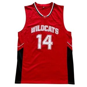 High School Musical Troy Bolton Wildcats Red Basketball Jersey #14 Mens Size XXL